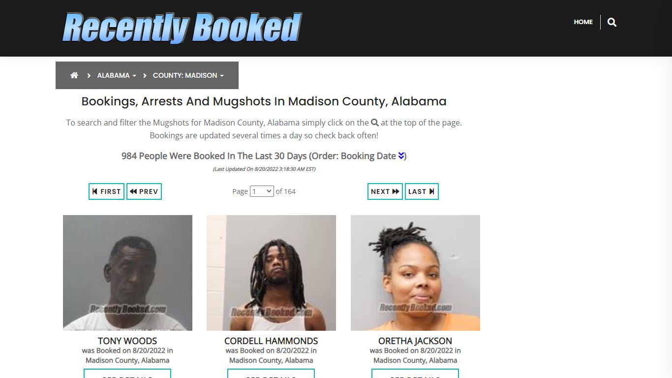 Bookings, Arrests and Mugshots in Madison County, Alabama - Recently Booked